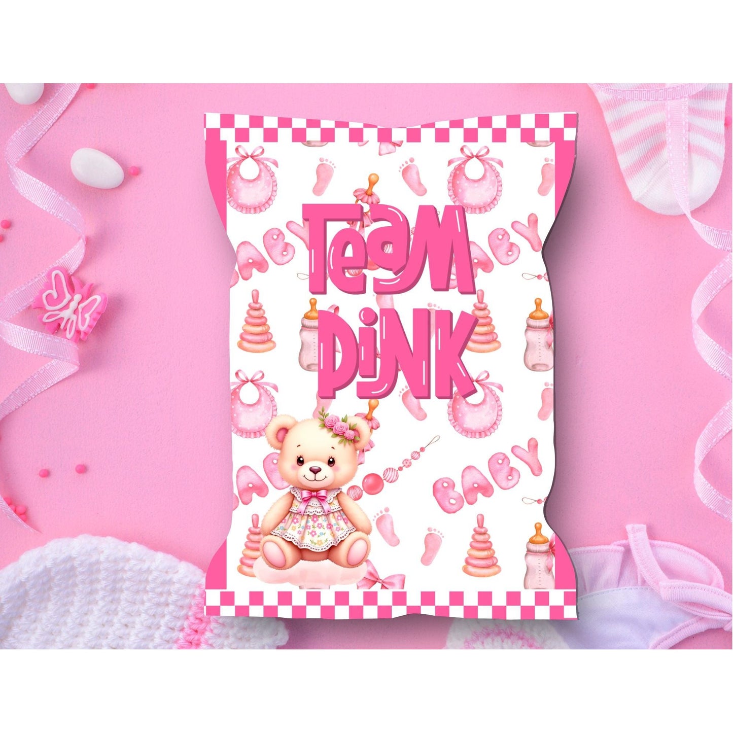 Canva Customizable Gender Reveal Chip Bags, Treat Bags