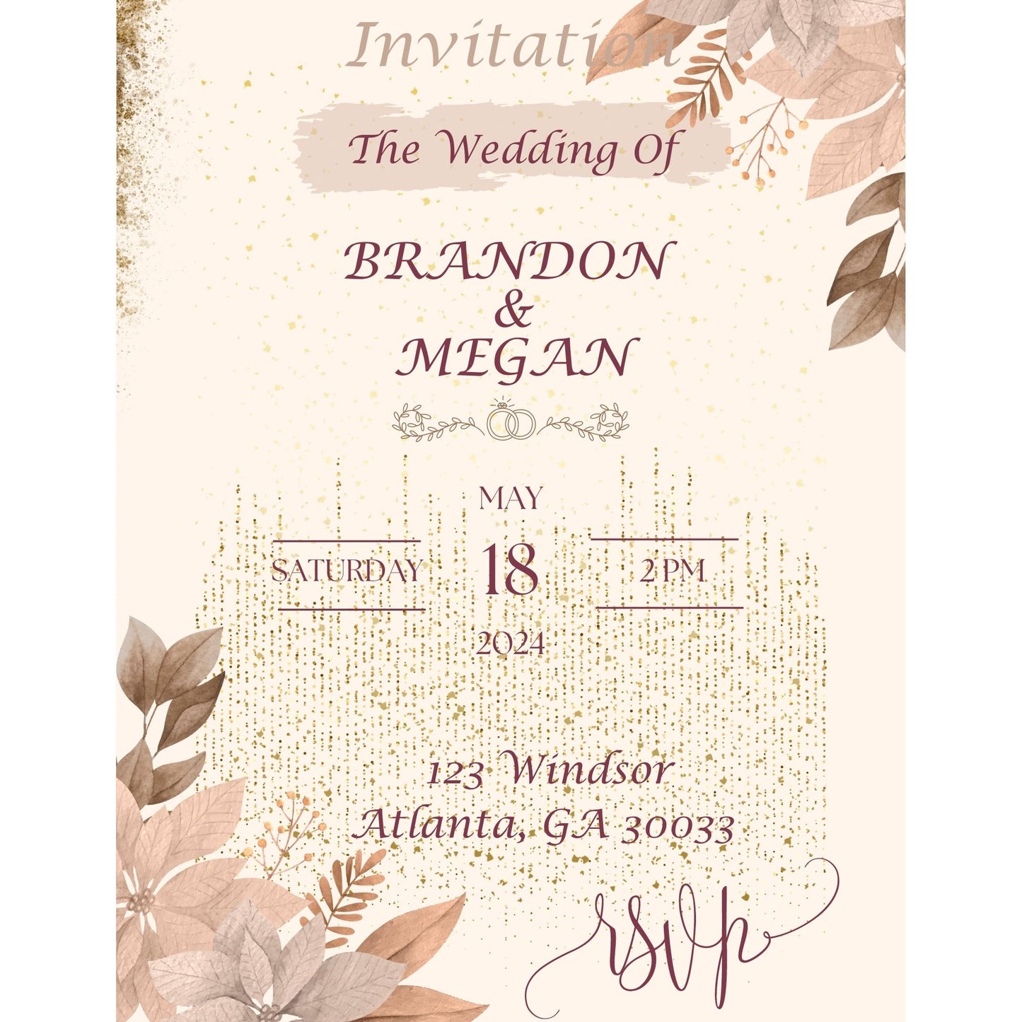 8.5x11 Customizable Wedding Invitation Template via Canva
