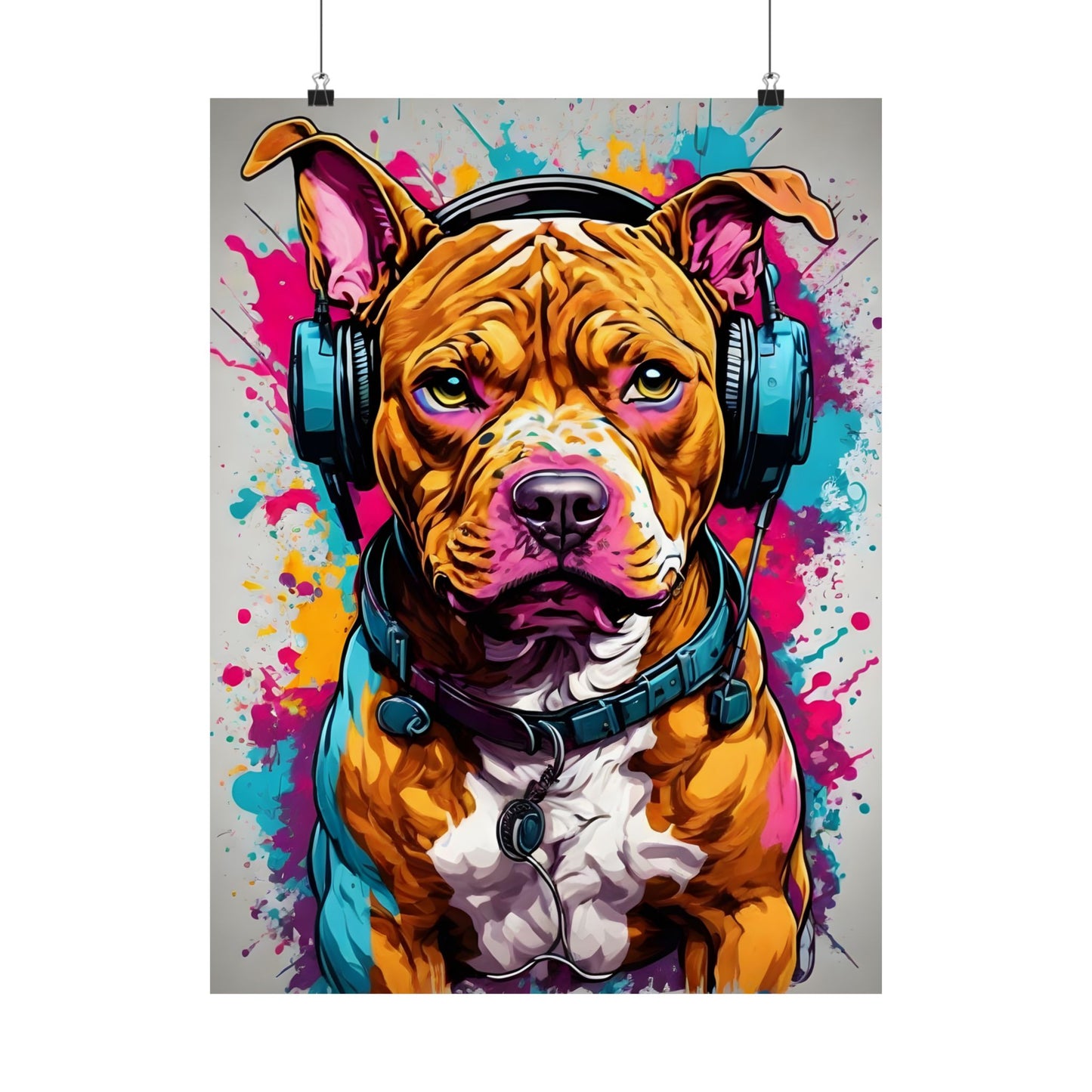 Pitbull Colorful Matte Poster