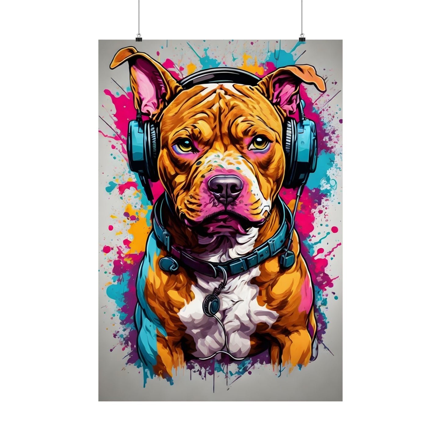 Pitbull Colorful Matte Poster