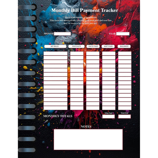 Single Page Fillable Monthly Bill Tracker with Reset Button |Android and iOS Compatible | Digital Budget Planner PDF