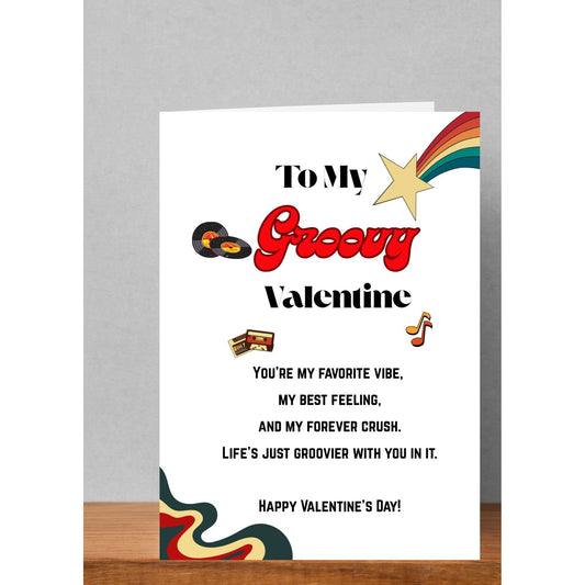 Groovy Valentine – Retro Valentine’s Day Card | 5×7 Printable Greeting Card (Blank Inside)