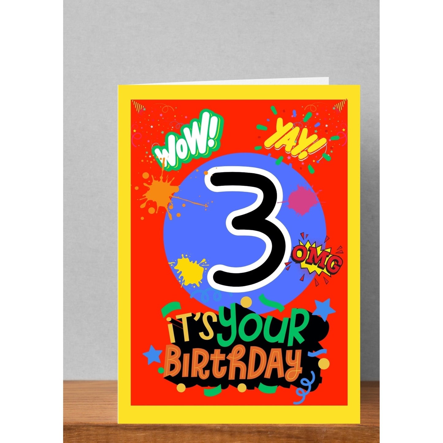 5x7 Happy Birthday, Numbered Card Ages 1-10 yrs