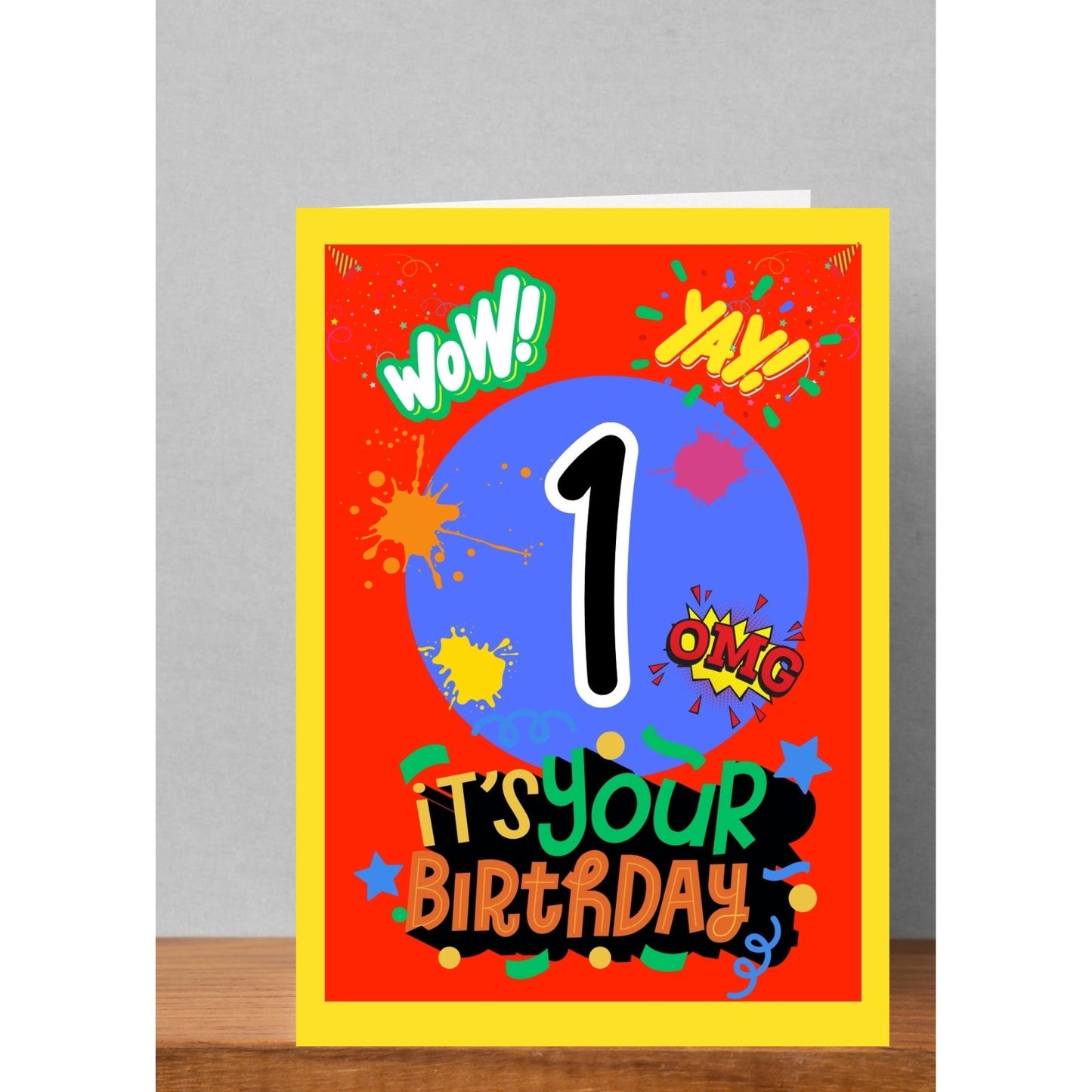 5x7 Happy Birthday, Numbered Card Ages 1-10 yrs