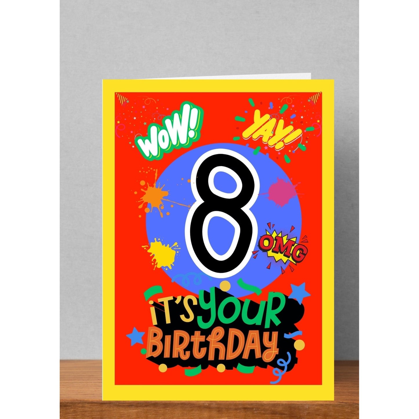 5x7 Happy Birthday, Numbered Card Ages 1-10 yrs